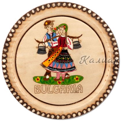 Дървена чиния с битова пирография - 10 см