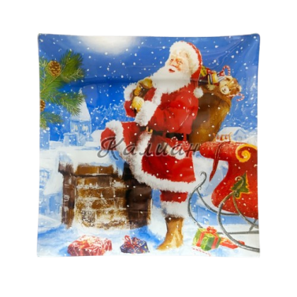 Christmas glass square plate with Santa Claus