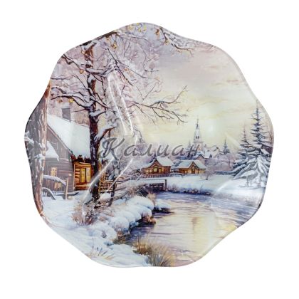 Коледна стъклена чиния/купа - 22,5 см