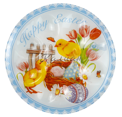 Стъклена великденска чиния за 8 яйца Easter