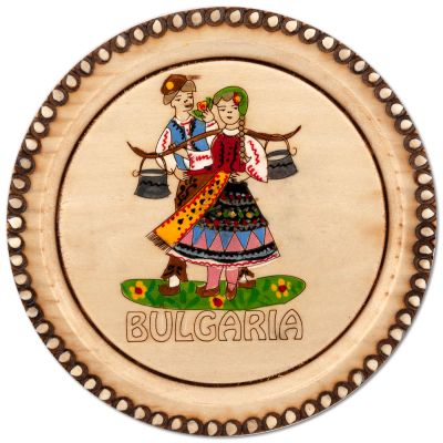 Дървена чиния с битова пирография - 10 см