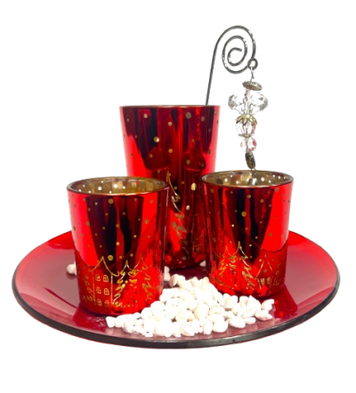 Glass candle holder set of 4 for arrangement