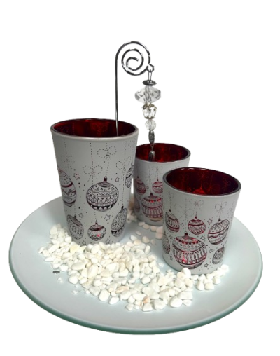 Glass candle holder set of 4 for arrangement - white